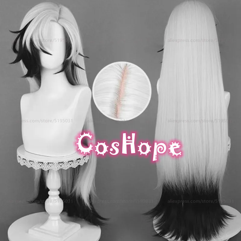 HSR Boothill Cosplay Wig 92cm Long Straight Silver White Black Mixed Wig Cosplay Anime Cosplay Wigs Heat Resistant Synthetic Wig 1