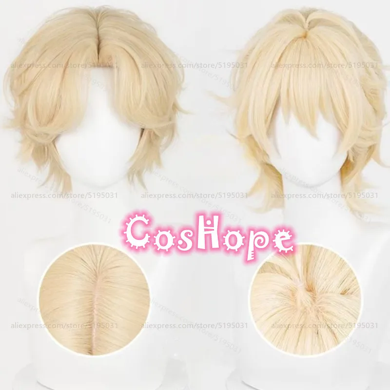 Luka Cosplay Wig 30cm Short Milk Golden Wig Cosplay Anime Cosplay Wigs Heat Resistant Synthetic Wigs Halloween 1