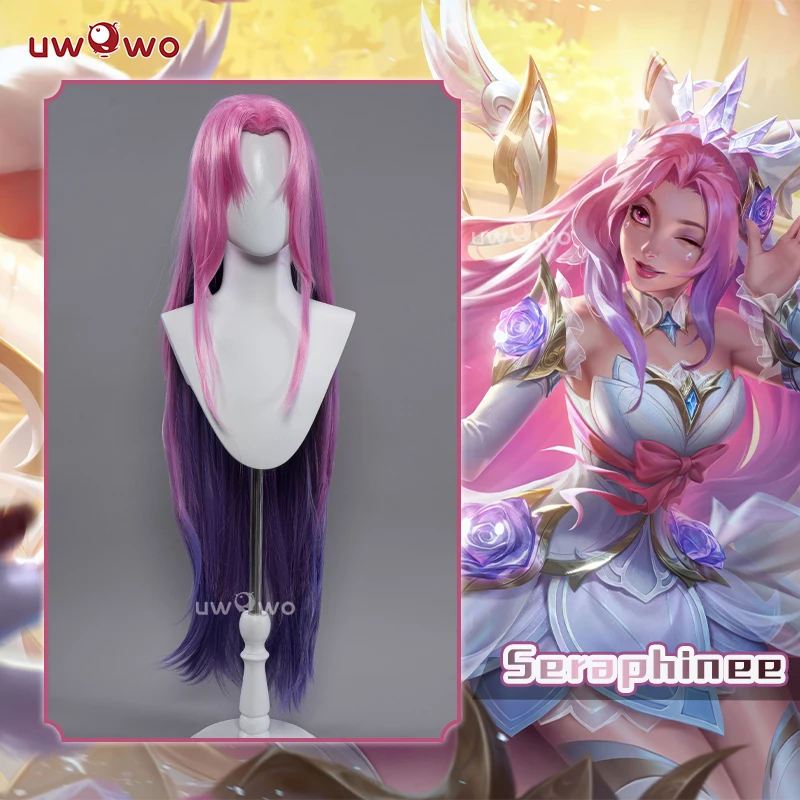 UWOWO League of Legends/LOL: Seraphine Crystal Rose Cosplay Wig Long Pink Hair 1