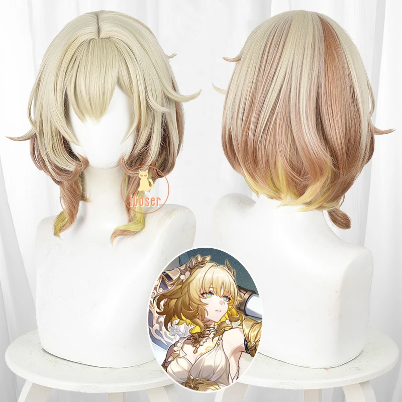 Game Honkai Star Rail Aglaea Cosplay Wig Golden Brown Short Hair Amphoreus The Goldweaver Halloween Party for Women Prop iCoser 1