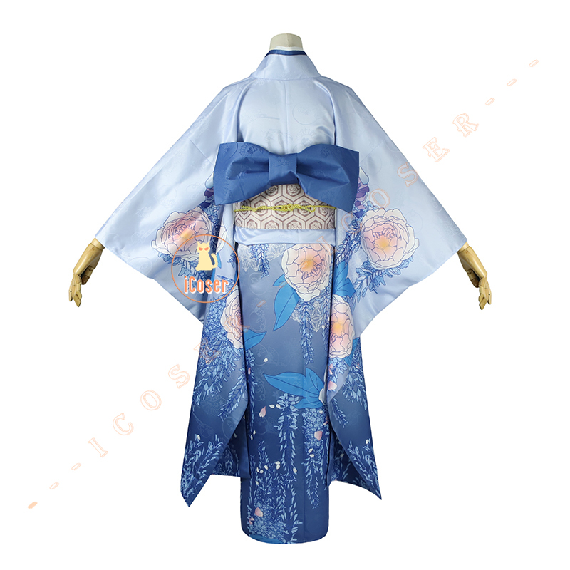 Anime My Happy Marriage Miyo Saimori Cosplay Costume Kimono Blue Dress Outfit Japanese Clothing Halloween Party for Women Girls "Kimono Blue Dress Cosplay Costume für Frauen und Mädchen" 3