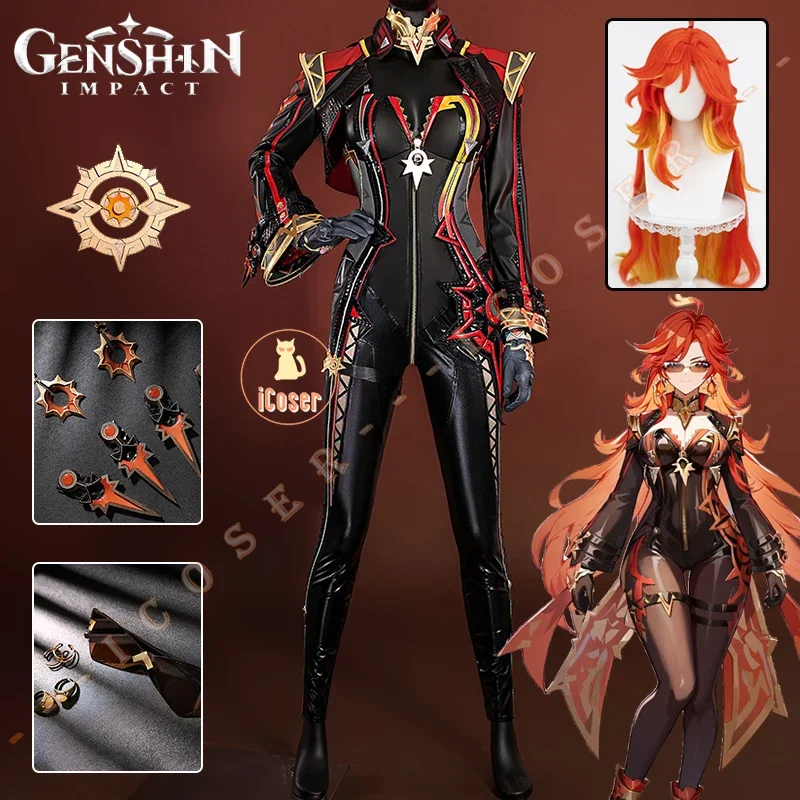 Genshin Impact Mavuika Cosplay Costume Wig Uniform Earrings Sunglasses Pyro Archon Natlan God of War Halloween Party Women Props 1