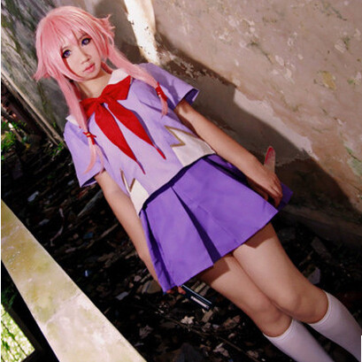 New Arrival Women Halloween Anime Future Diary 2. Mirai Nikki Yuno Gasai Costume Cosplay 8