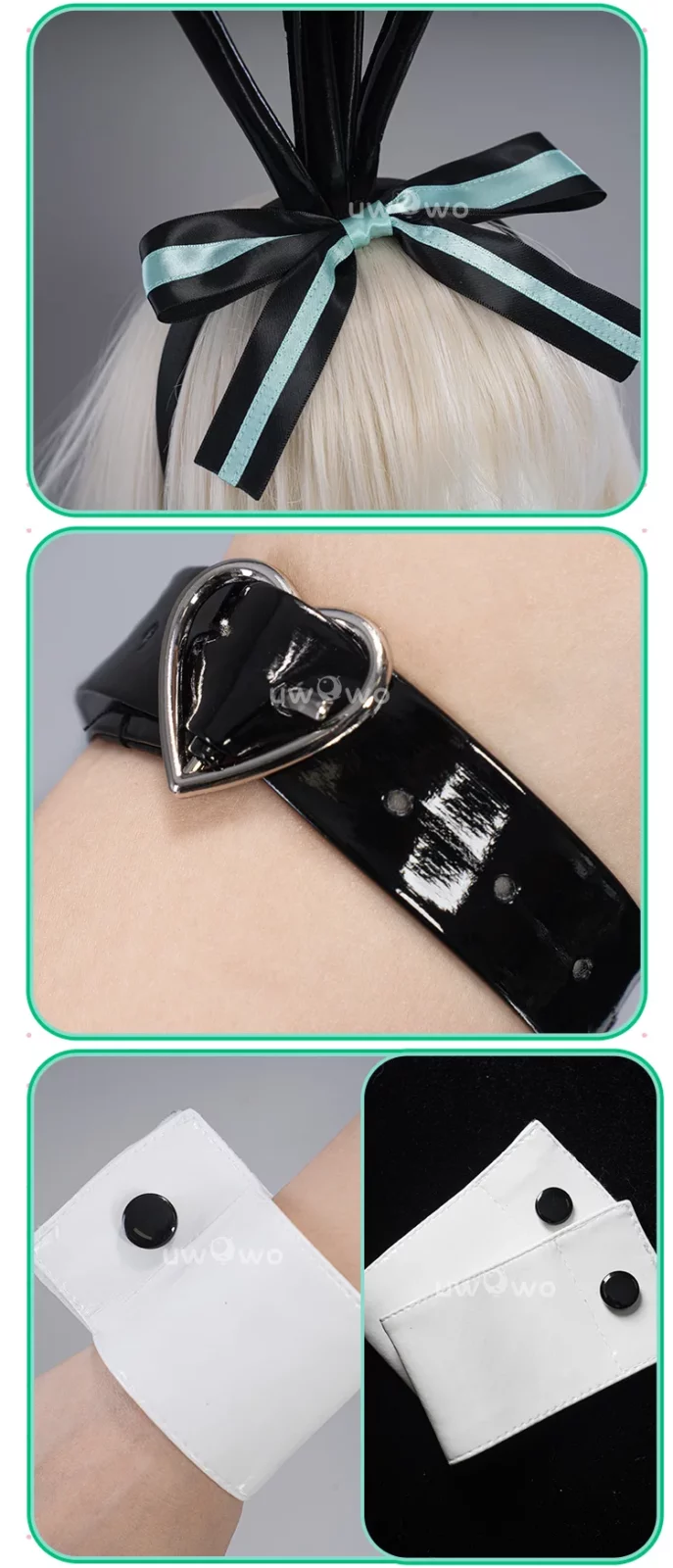 Mikku Bunny Cosplay mit Kopfband Schwarzes Mikku Cosplay Kostüm Bodysuit Karneval Halloween Outfits 8