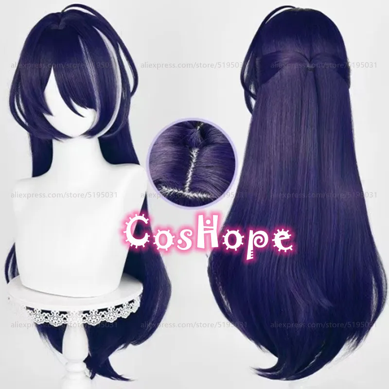 HSR Acheron Cosplay Wig 85cm Long Straight Wig Purple Blue White Wig Cosplay Anime Wigs Heat Resistant Synthetic Wigs 1