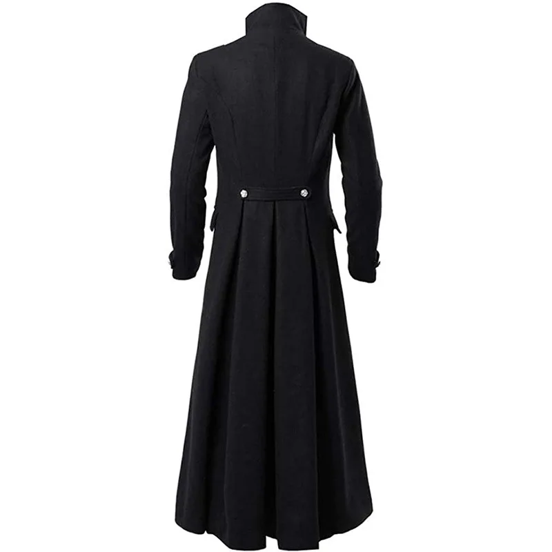 Vintage Mittelalter Steampunk Gothic Lange Jacke Mantel Halloween Outfit Herren Trenchcoat 11