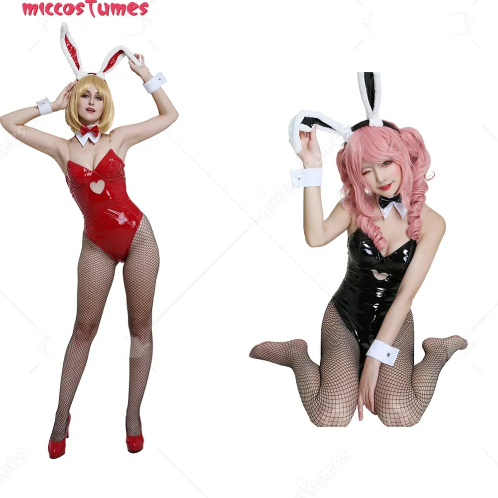 Miccostumes Women Japanese Anime Cute one piece Bunny   Bodysuit Cosplay Costume Outfit Bunny  Suit  (Black / Red) 1