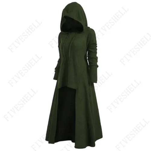 Women's Autumn Evening Party Dress Hooded Cloak Knight Medieval Gothic Costume Cosplay 8