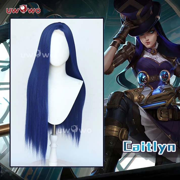 UWOWO League of Legends/LOL: Caitlyn Sheriff of Piltover Cosplay Wig High Quality Dark Blue Hair 1