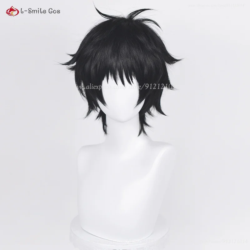 Anime Yuuta Okkotsu Kurzhaar Perücke Schwarz Hitzebeständige Synthetik Haar Halloween Accessoire Wig Ring 4