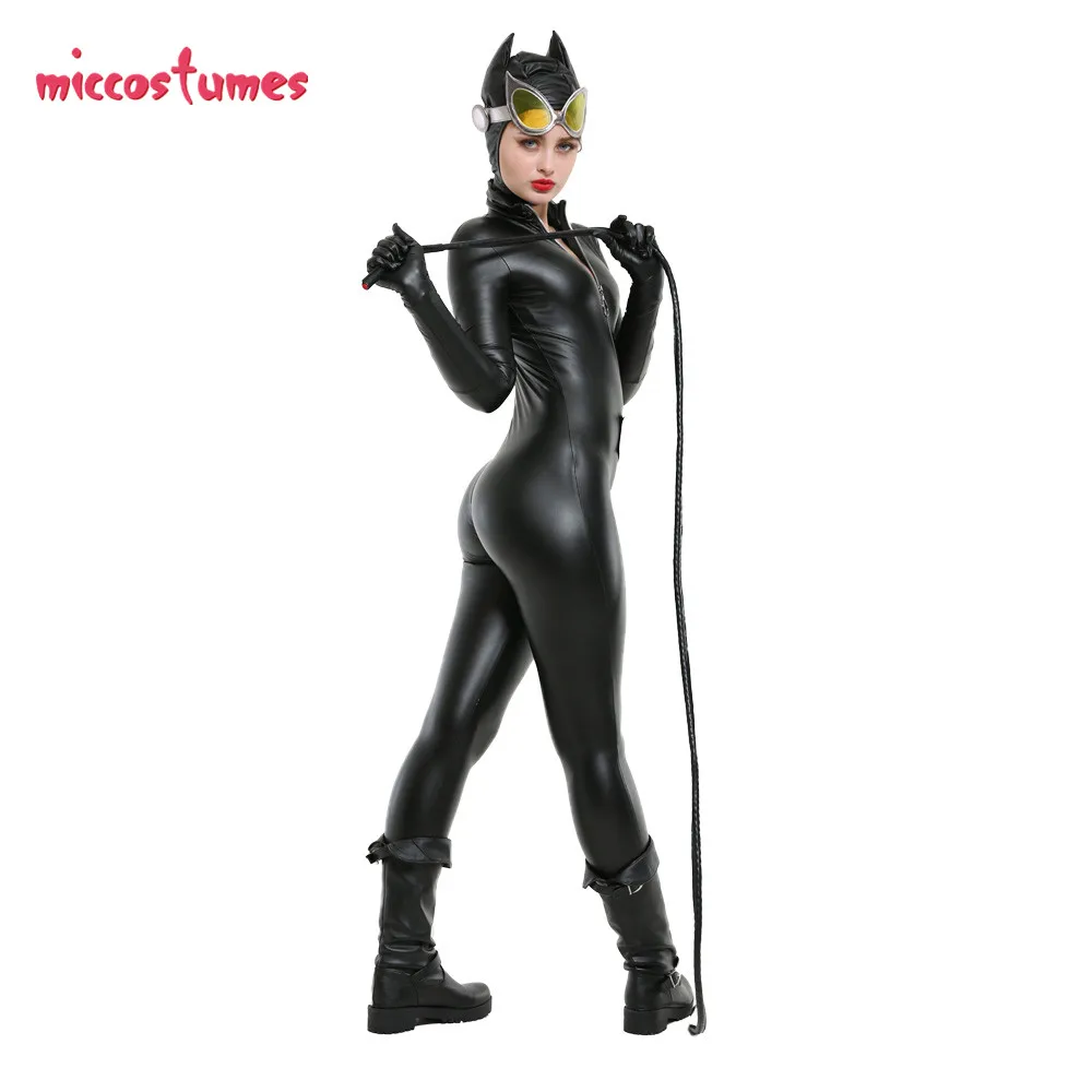 Katzen Cosplay Kostüm Schwarz Bodysuit Jumpsuit Halloween Cosplay 3