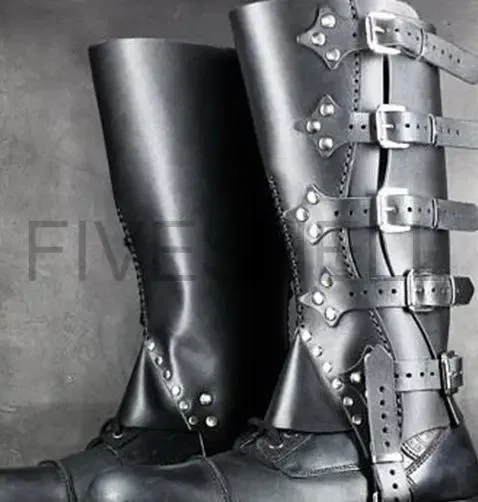 Halloween Mittelalter Lederbeinschützer Stiefel Rüstung Ritter Kostüm Strap Puttees 5