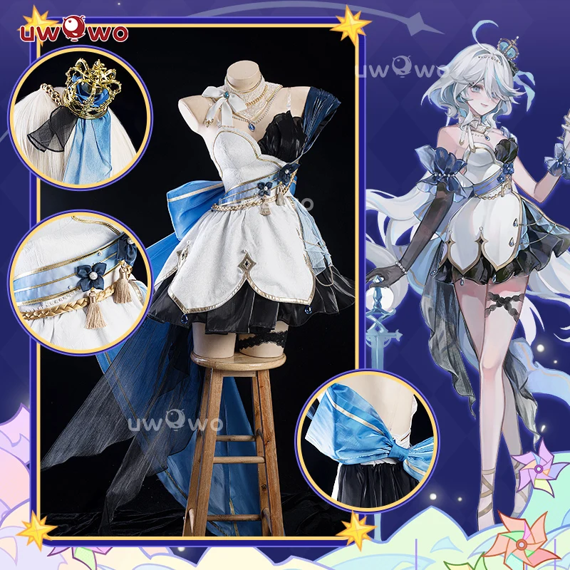 IN STOCK UWOWO Furina Cosplay Game Genshin Impact Fanart Furina Night Gown Cosplay Costume Dress Halloween Costume 1