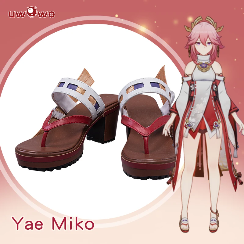 UWOWO Genshin Impact Yae Miko Cosplay Costume Shoes Guuji Yae Fancy Japanese Clogs Footwear Accessories Halloween Cosplay 1