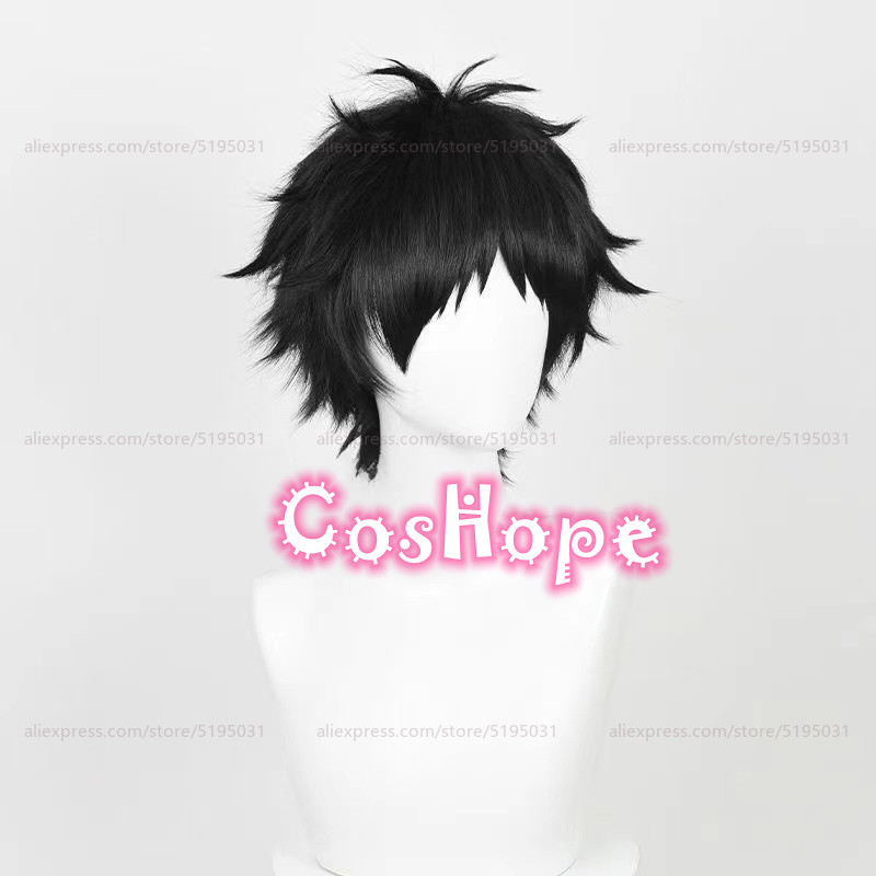 Akaashi Keiji Cosplay Perücke 30cm Kurze Schwarze Perücke Anime Wigs Hitzebeständige Synthetische Perücken Halloween 4
