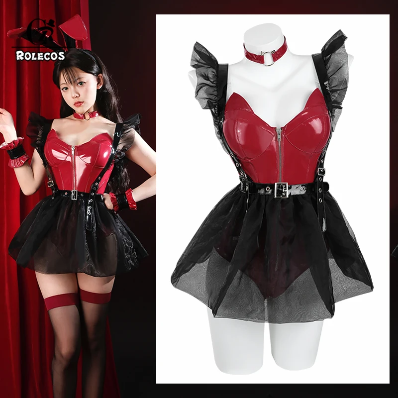 ROLECOS Original Sexy Maid Bunny Suit Cosplay Costume Japanese Party Women Red Gothic Dress Jumpsuit Outfit Halloween Fullset 1