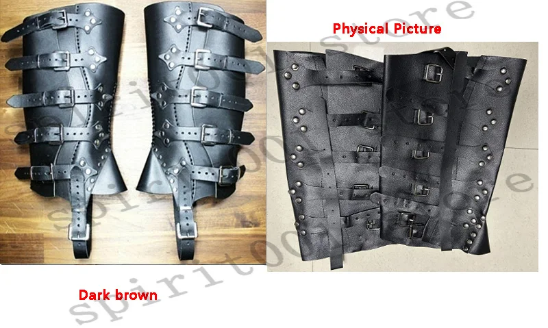 Halloween Medieval Renaissance Greaves Boots Shoes Cover Leather Leg Armor Larp Warrior Knight Costume Strap Puttees 7