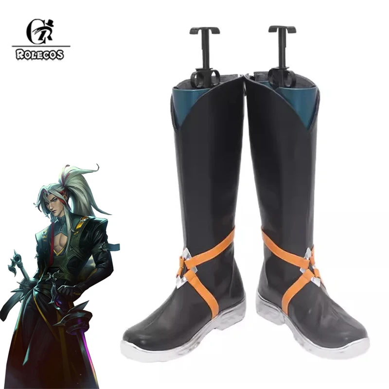 ROLECOS Game LOL HEARTSTEEL Yone Cosplay Schuhe Yone Flache Absatz Herren Reißverschluss Stiefel Halloween Weihnachten Party Männer Schuhe 5