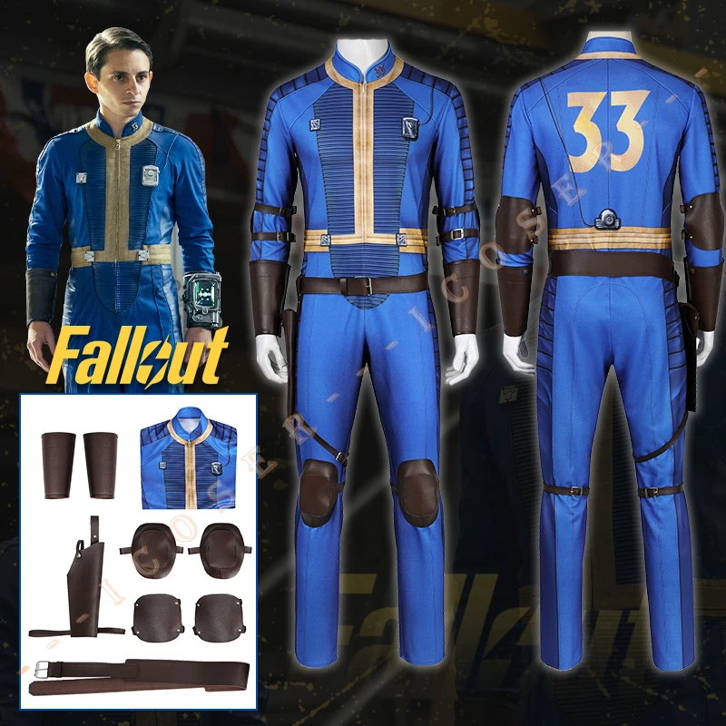 Fall Cos Out Vault 33 Cosplay Costume Male Survivor Suit Jumpsuit Hank Blue Printed Uniform Halloween Party for Women Men iCoser 1