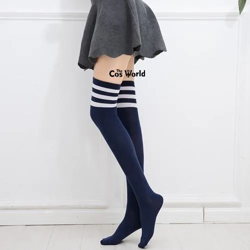 16 Farben Damen Herbst Winter Wärmende Streifen Overknee Socken Oberschenkel für Anime Schuluniform 3 16 Colors Womens Autumn Winter Warming Stripes Stocking Over The Knee Socks Thigh Highs For Anime School Uniform 3