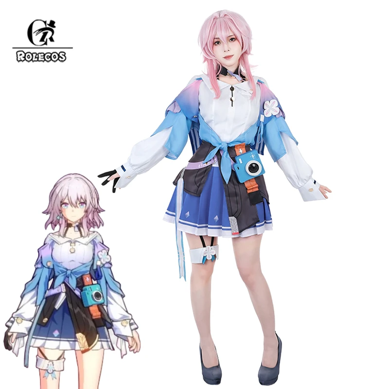 ROLECOS March 7th Cosplay Costume Game Honkai Star Rail March 7th Women Blue Dress Halloween Female Party Uniform Outfit Suit 1