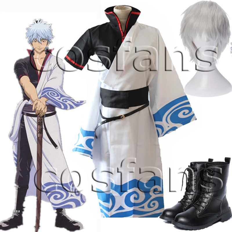 Japanese Anime Gintama Cosplay Costumes Sakata Gintoki Costumes Kimono Halloween Carnival Party Silver Soul Cosplay Costume Wigs 1