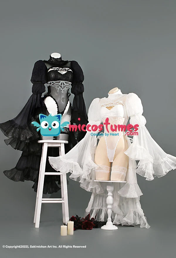 2B Hochzeitskleid Cosplay Kostüm mit Schleier und Handschuhen für Frauen Braut Cosplay 1