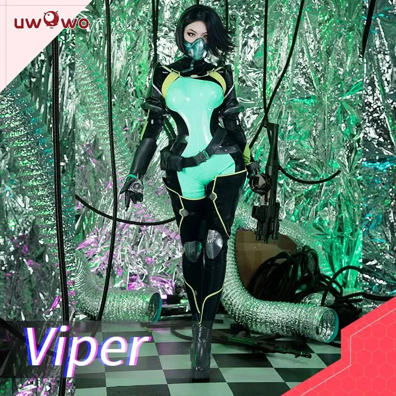 UWOWO Game Valorantt Viper Cosplay Costume with Face Mask Accessories Women Bodysuit Jumpsuit Halloween Costumes Suit 1