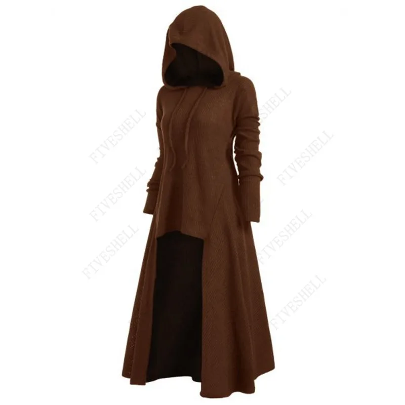 Women's Autumn Evening Party Dress Hooded Cloak Knight Medieval Gothic Costume Cosplay 5