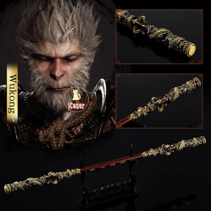 Black Myth Wukong Sun Wukong Golden Cudgel Monkey King Weapon Cosplay 35CM Metal Props Accessory for Boys Kids Birthday Gifts 1