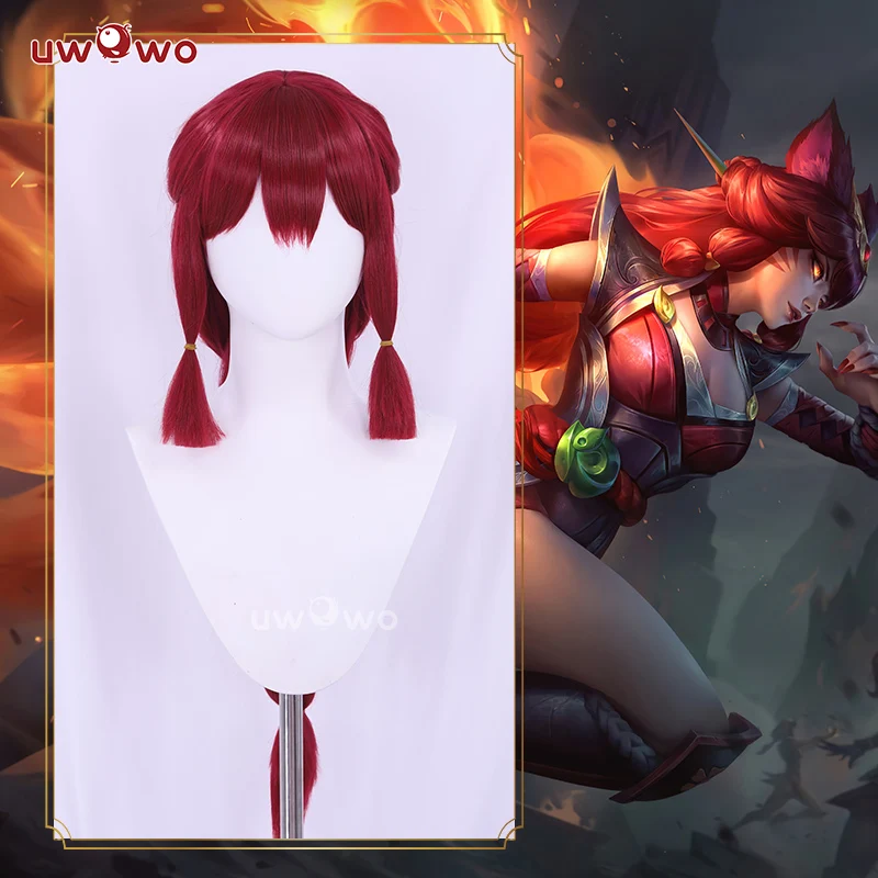 UWOWO Ahri Wig Game League of Legends/LOL: Foxfire Ahri 2023 ASU Cosplay Wig Long Hair with Ear Brown Red Hair 80CM 1