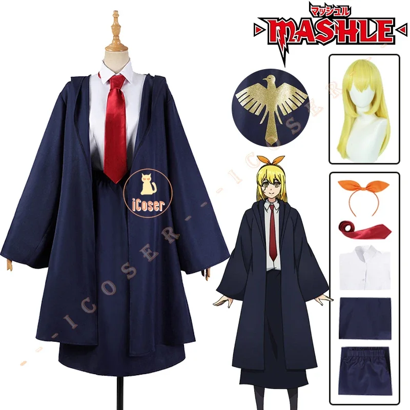 Lemon Irvine Cosplay Costume Wig Anime Mashle Magic and Muscles Magic Academy Uniform Trench Headgear Halloween Party for Women 1