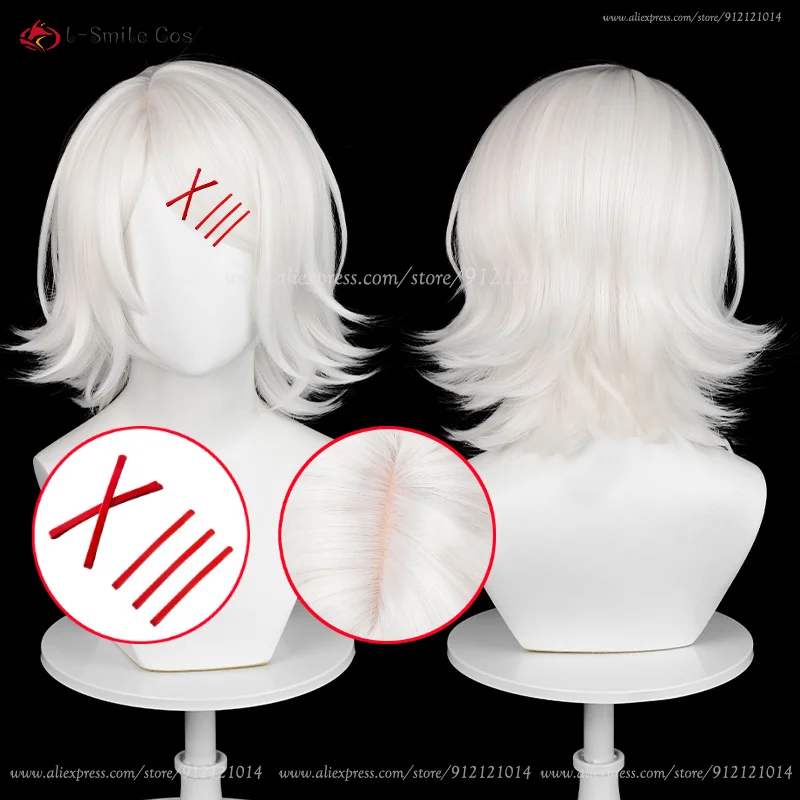 Anime 35cm White Juzo Suzuya Cosplay Wig Unisex Simulated Scalp Wigs Heat Resistant Synthetic Hair Halloween Wig + Wig Cap 1