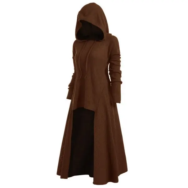 Women's Autumn Evening Party Dress Hooded Cloak Knight Medieval Gothic Costume Cosplay 17