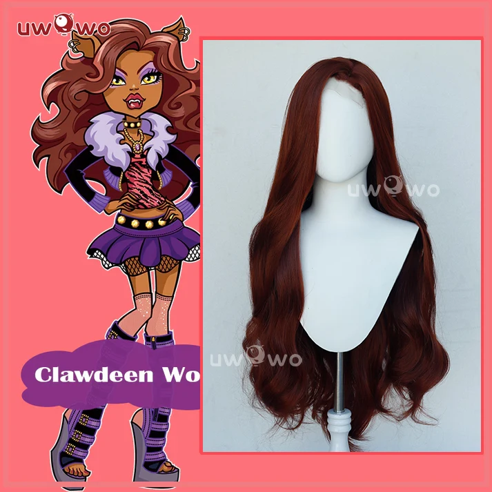 UWOWO Monster High Cosplay Clawdeen Wolff Cosplay Wig Brown 80CM Long Hair Heat Resistant Halloween Cosplay Outfit Wigs 1