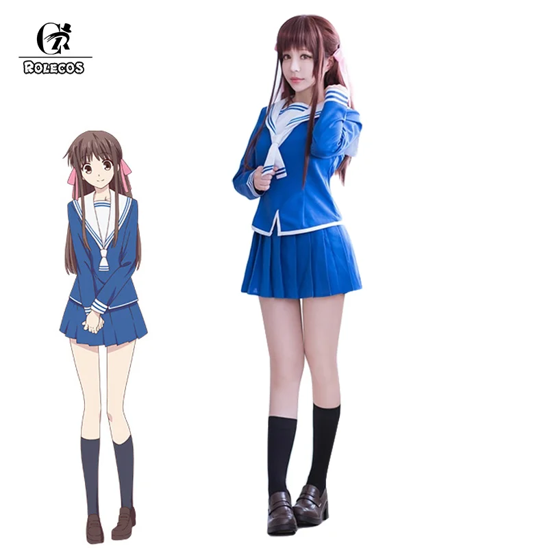 ROLECOS Anime Fruits Basket Cosplay Costume Tohru Honda Cosplay Christmas JK Girl School Uniform Women Sailor Costume Top Skirt 1