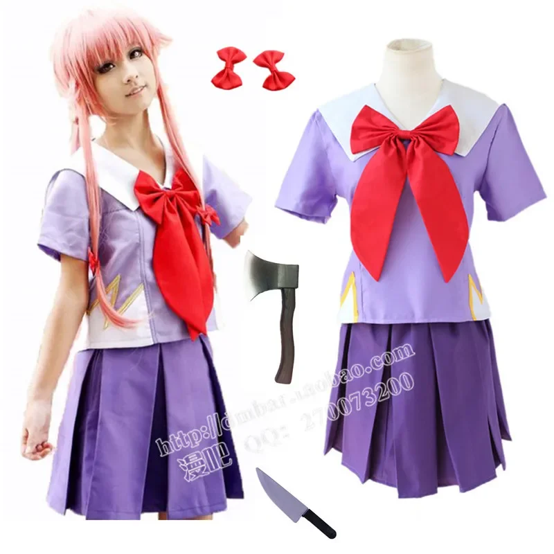 New Arrival Women Halloween Anime Future Diary 2nd Mirai Nikki Yuno Gasai Costume Cosplay 1