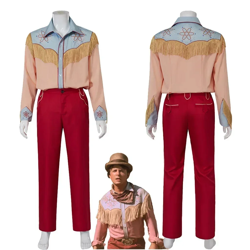 1990 Movie Back To The Future Part 3 Cosplay Costumes Marty Western Cowboy Long Shirt Pants Halloween Carnival Costume for Men 1