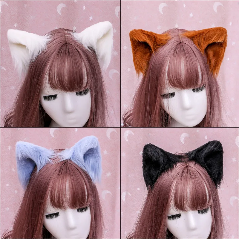 2er Set Niedliche Katzenohren Haarklammern für Mädchen Furry Tier Haarspangen Lolita Cosplay Kostüm Damen Halloween Haaraccessoires 1