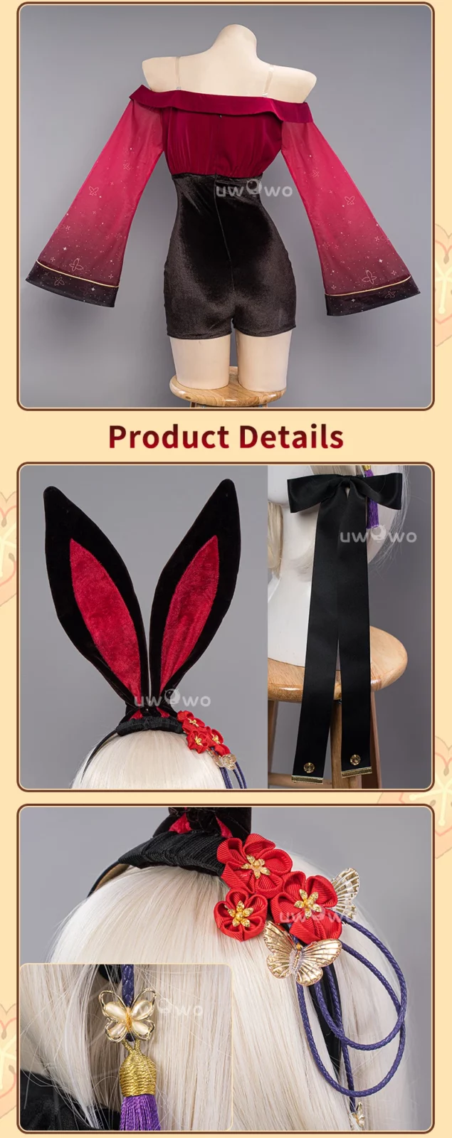 Hu Tao Bunny Suit Cosplay Genshin Impact Fanart Cute Ganyu/Kokomi Halloween Costume 6