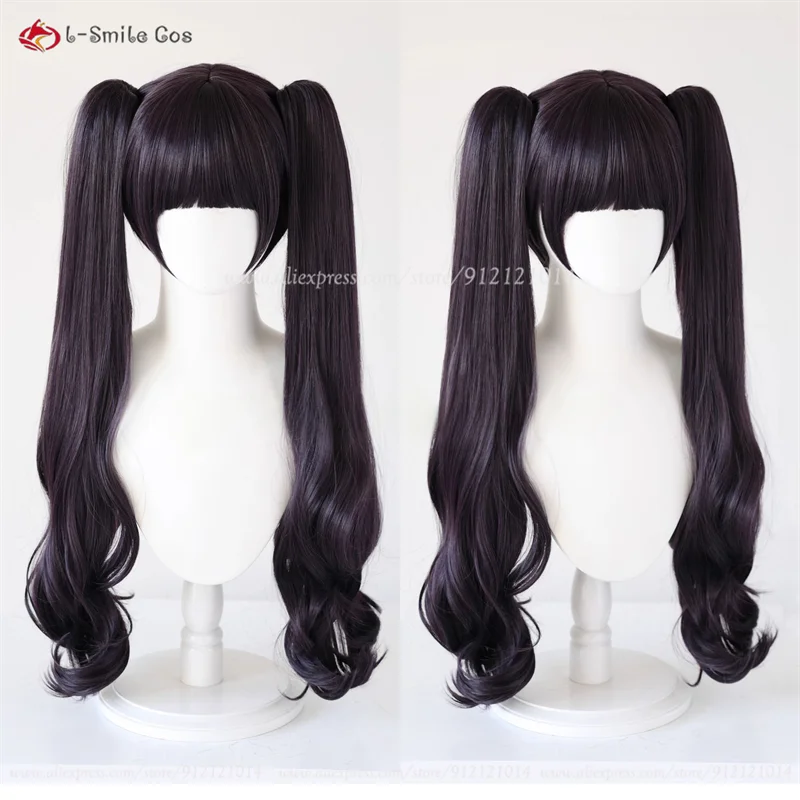 Anime Sakura Tomoyo Daidouji Cosplay Wig Long Purple Black Double Ponytail Style Wigs Heat Resistant Synthetic Hair + Wig Cap 1