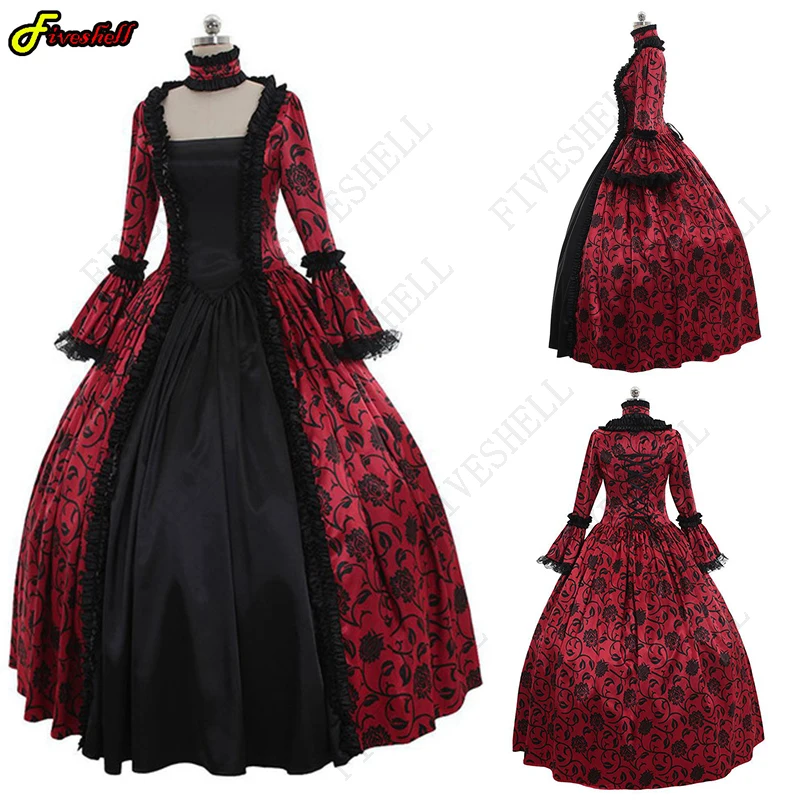 18th Century Medieval Gothic Cosplay Dress Renaissance Lace Masquerade Costume Ball Gown Vestido Dresses Plus Size S-XXXXXL 1