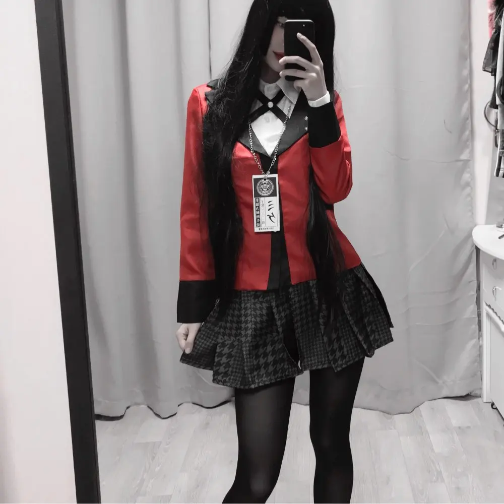 Kakegurui Yumeko Jabami Cosplay Costumes Japanese High School Uniform Halloween Party Cosplay Costumes Wigs For men Women Girls 1