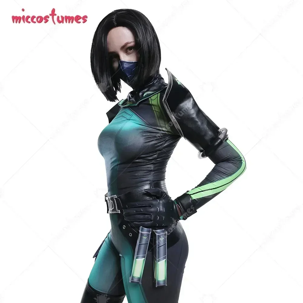 Miccostumes In Stock Elastic Snake Assasin Viper Sabine Cosplay Costume Zentai viper Jumpsuit with Face Covering Accessories 1