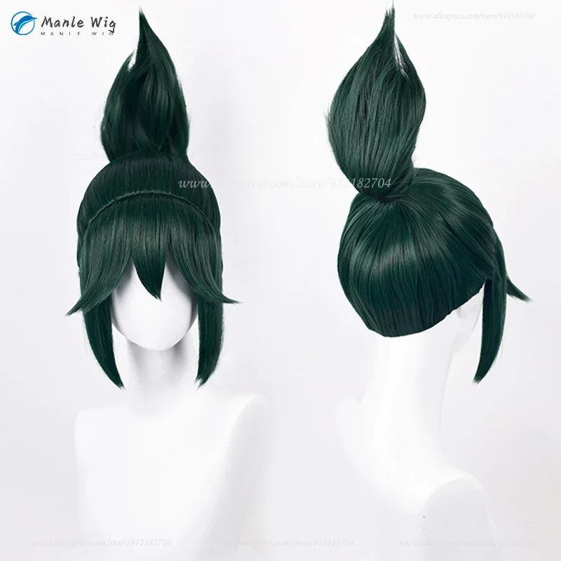 Game OW Cosplay Wig Kiriko One Piece Green Wigs Hair Halloween Party Role Play Anime Wig + Cap 2