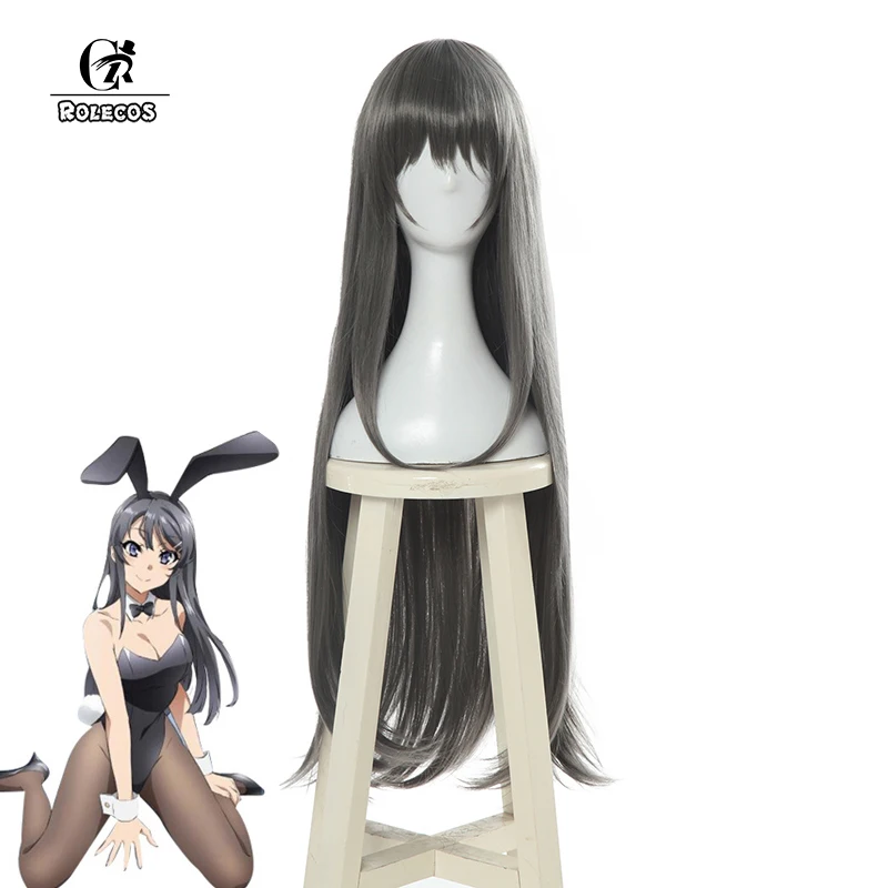 ROLECOS Mai Sakurajima Cosplay Hair Anime Seishun Buta Yarou wa Bunny Girl Senpai no Yume wo Minai Cosplay Long Hair Headwear 1