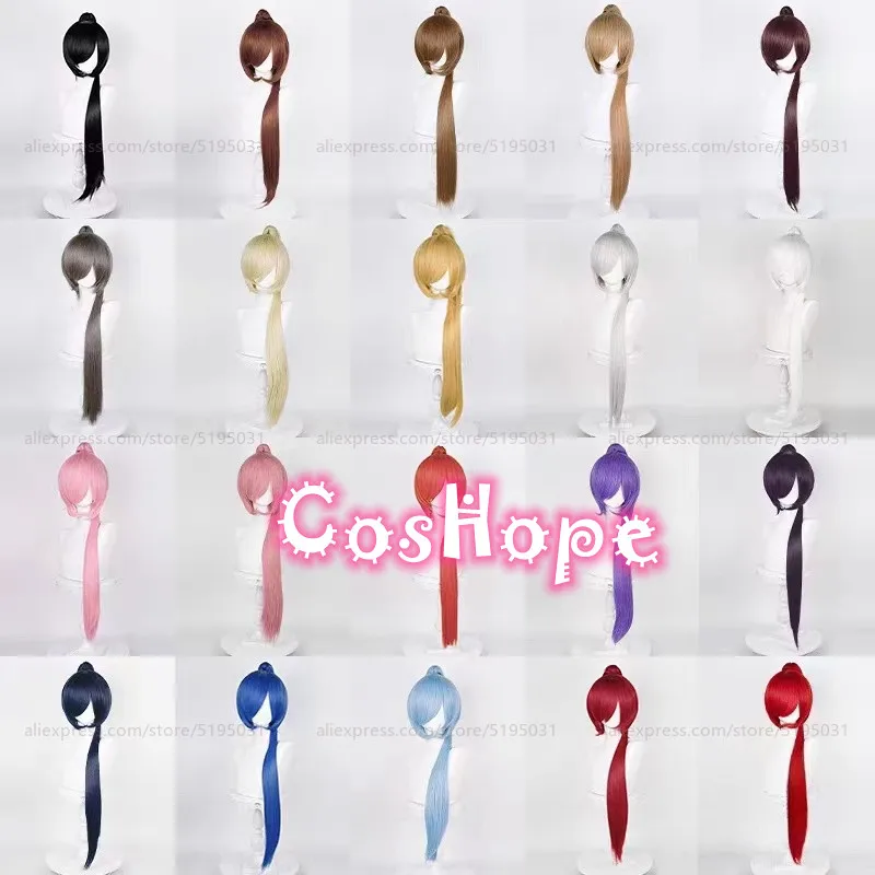 90cm Long Universal Wigs Long Red Blue Yellow White Black Purple Pink Wigs Ponytails Cosplay Wigs Heat Resistant Synthetic Wigs 1