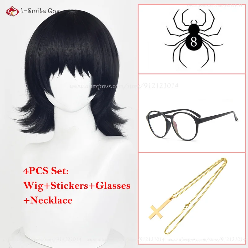New Style  Shizuku Murasaki Cosplay Wig 38cm Black Cos Shizuku Anime Wigs Heat Resistant Synthetic Hair + Wig Cap 7