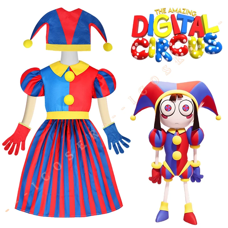 Pomni Cosplay Costume Anime The Amazing Digital Circus Cartoon Dress Uniform Hat Gloves Halloween Party Kids Costumes Children 1