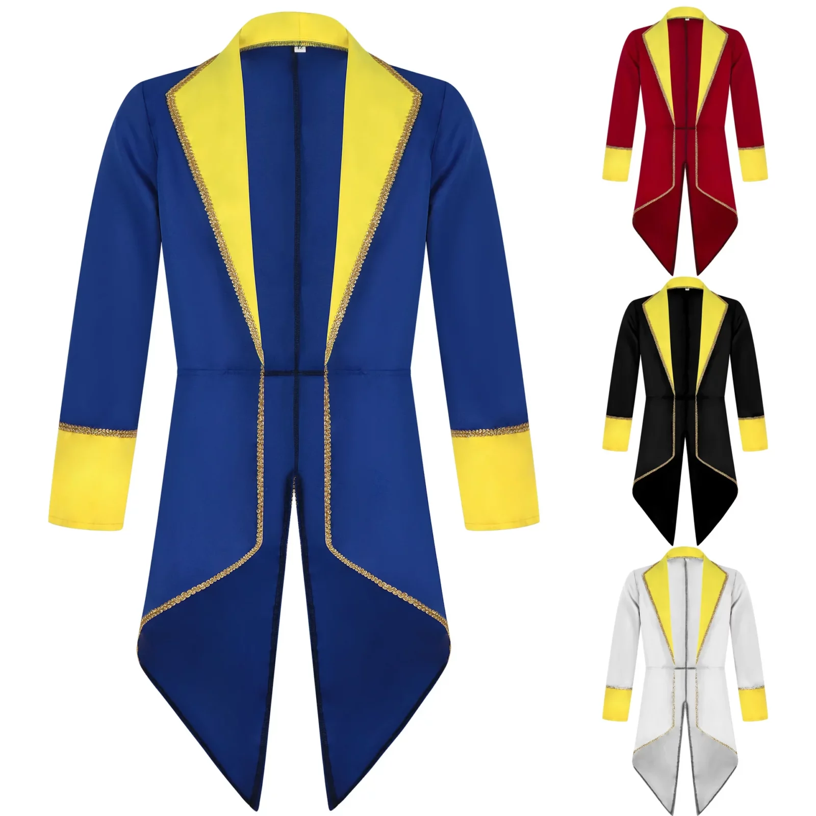 Neue Männer Mittelalter Retro Tuxedo Halloween Cosplay Gothic Jacke Mantel weiß blau rot Steampunk Zirkus Cosplay 1 New Men Medieval Retro Tuexdo Halloween Cosplay Gothic Jacket Coat White Blue Red Steampunk Circus Cosplay 1